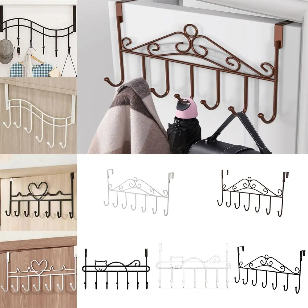 Over The Door Organizer Rack Perfect For Hanging Towels Clothing Hats With 7 Hooks For Bathroom Bedroom Hat Purse Robe