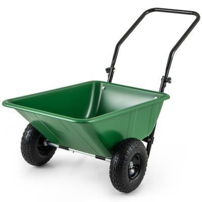 Costway Dual-Wheel Wheelbarrow Garden Utility Cart with Pneumatic Tires-Green