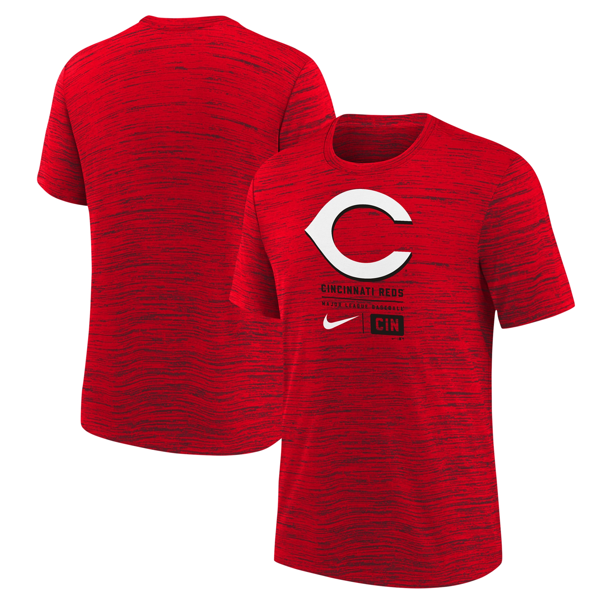 Cincinnati Reds großes Logo Velocity T-Shirt – Rot – Jugend Image