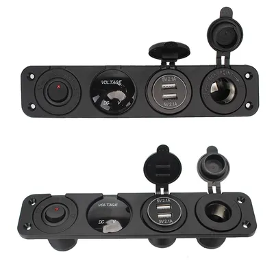 Staubdichte wasserdichte 12-V-Steckdose, digitales Voltmeter mit Wippschalter, 4-in-1-Zigarettenanzünder im Auto, Dual-USB-Ladegerät Image