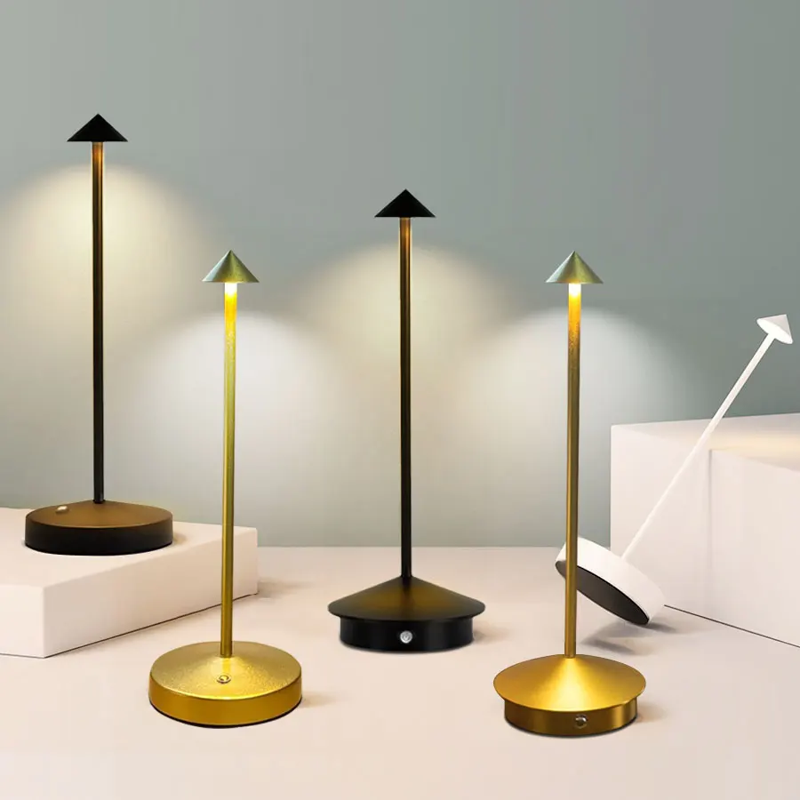 Wiederaufladbare LED-Tischlampe, Touch-Metall-Tischlampe, drei Farben, kabellose Leselampe, Umgebungslicht, Bar, Außendekoration, Nacht