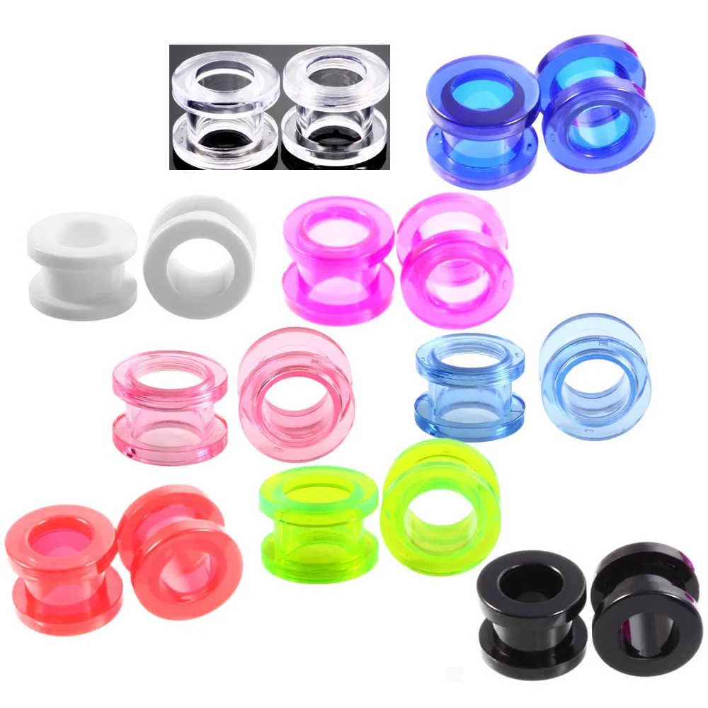 2PCS 2-20mm Transparent Acryl Ohr Bahren Plugs Tunnel Expander Flesh Hohl Schraube Ohrringe Piercing Körper schmuck Image