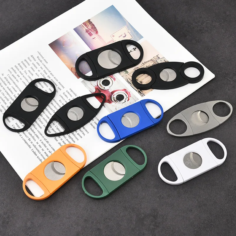 Edelstahl Zigarren schneider Tasche Zikarren Doppel klingen Rauchen Schneiden Zubehör Werkzeug Großhandel Fabrik Image