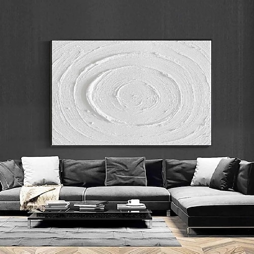 großes handgemachtes 3D weißes minimalistisches Strandgemälde, handgemaltes strukturiertes Wandkunst-Ozeanwellengemälde auf Leinwand, Wabi-Sabi-Wandkunstgemälde für Wohnzimmergemälde, Modedekor Image