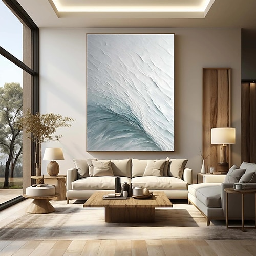 Ölgemälde handgemaltes Meereswellen-Ölgemälde, handgefertigt, abstrakte Textur, blaues Meereswellen-Gemälde, minimalistisches Gemälde, individuelles blaues Meereswandkunstgemälde für Schlafzimmer, Image