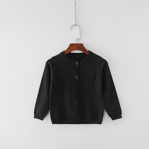 kinderkleidung Mädchen Strickjacke Feste Farbe Schulanfang Langarm Aktiv Baumwolle 7-13 Jahre Frühling Wasser-Blau Kurkuma Dunkles Pulver Image