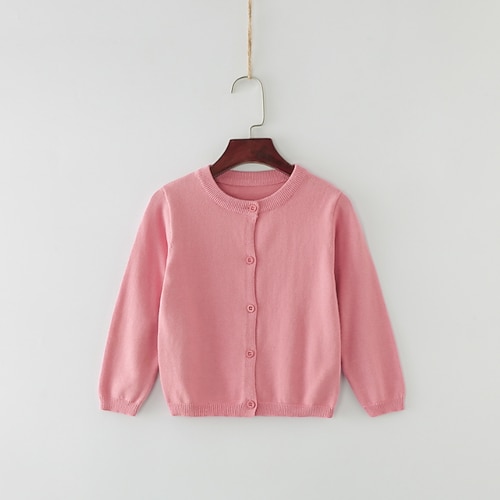 kinderkleidung Mädchen Strickjacke Feste Farbe Schulanfang Langarm Aktiv Baumwolle 7-13 Jahre Frühling Wasser-Blau Kurkuma Dunkles Pulver Image