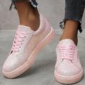 sneakers da donna con plateau e glitter argento - scarpe casual con lacci scintillanti per feste e street style