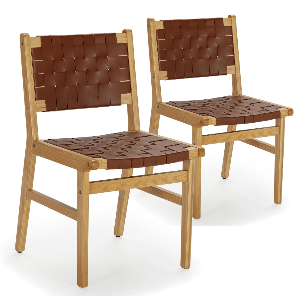 Pack de 2 chaises Marron en cuir recyclé