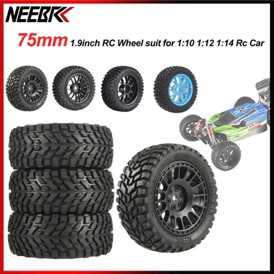 NEEBRC 1.9inch 75mm Off Road Buggy Tires Wheel 12mm Hex Hubs for Wltoys 144001 1/12 1/14 1/10 Scx10