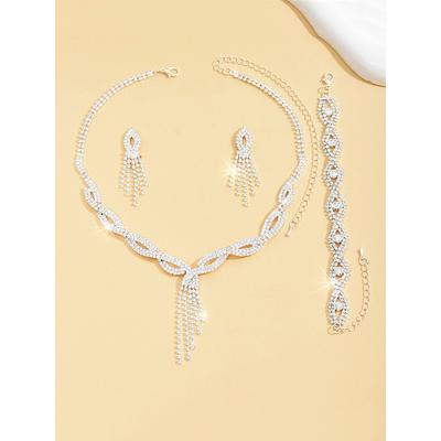 Elegant Crystal Rhinestone Necklace and Earrings Set - Luxurious Alloy with Zircon, Perfect for Bridal, Evening Wear, and Special Occasions