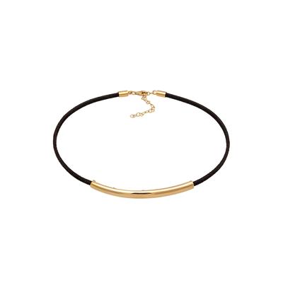 Elli Choker Synthetisches Leder Schwarz 925 Sterling Silber goldfarben Damen Image