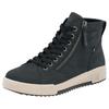 Schnürboots RIEKER SPORT, Damen, Gr. 42, blau (nachtblau), Leder, sportlich, Schuhe, Stiefelette, High Top Sneaker, Freizeitboots mit Reißverschluss, Topseller