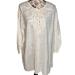 J. Crew Tops | J Crew Ivory Linen Blend Embroidered 3/4 Sleeve Tunic Top Size Xl Coastal Boho | Color: Cream | Size: Xl