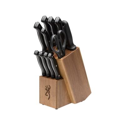 Browning Knife Kitchen Set W/ Butcher Block