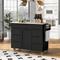 Kitchen Cart with Rubber Wood Countertop , Kitchen Island has 8 Handle-Free Drawers Including a Flatware Organizer and 5 Wheels