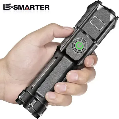 Powerful LED Flashlight Rechargeable USB Waterproof Zoom Fishing Hunting Camping 100,00 Lumen Tactical Flashlight LED Torch