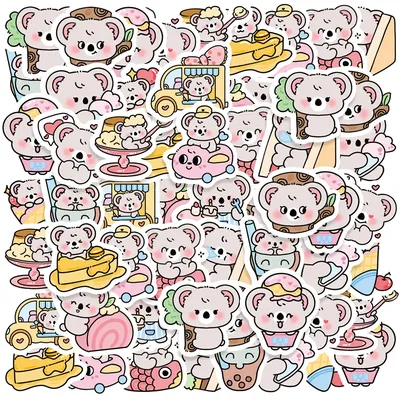 45 stücke niedliche kleine Koala Cartoon Graffiti Aufkleber dekoriert Notebook Wasser Tasse Tagebuch Image