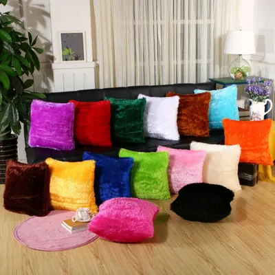 Kissen bezug weiches Kunst pelz Plüsch Kissen bezug rosa blau lila warm Wohnzimmer Schlafzimmer Sofa Image