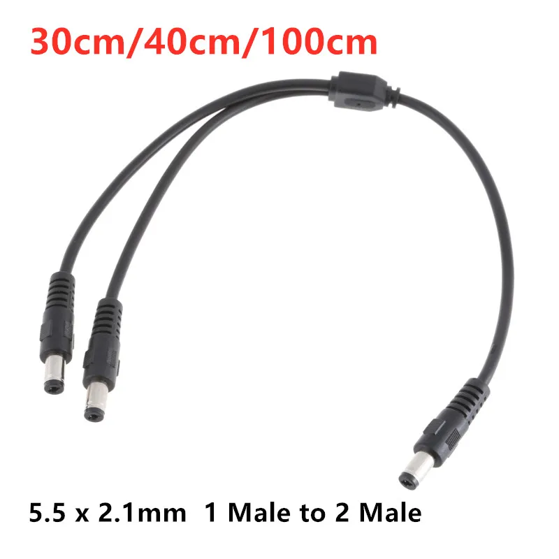 30cm/40cm/5,5 cm 2-Wege-Gleichstromadapterkabel 2,1mm x mm 1 Stecker auf 2 Stecker Stecker Stecker verlängerung für CCTV-LED-Streifen Image
