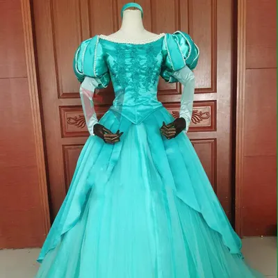 Neue Stil Ariel Prinzessin Cosplay Kostüm Grün Rosa Kleid Hülse Mit Perle Für Erwachsene Frauen Image
