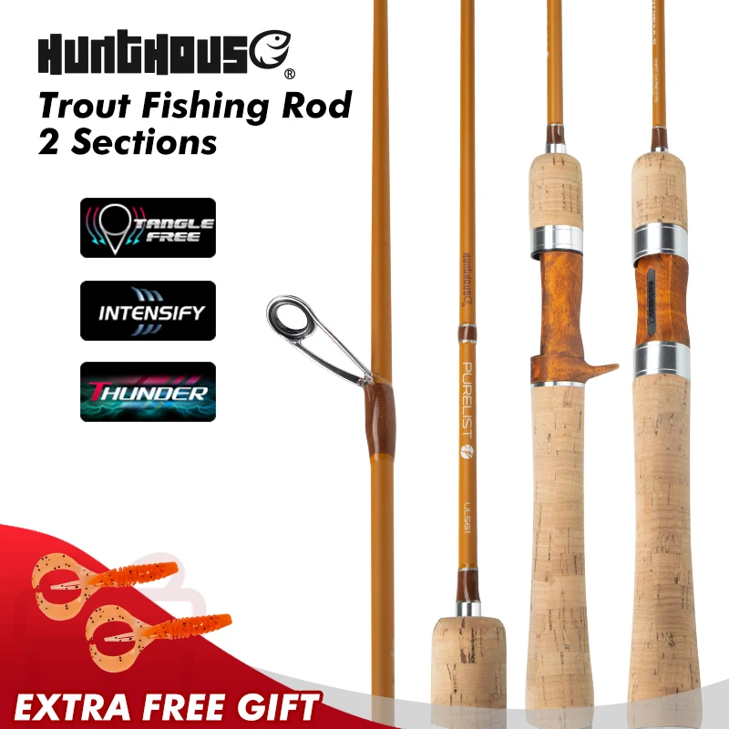 Hunthouse UL Trout Angelrute Spinning Casting Ultraleichter Köder WT 0,2–0,8 g 0,8–6 g 1,65 m 1,75 m 1,85 m Kohlefaser 0,7 mm Oberseite Image