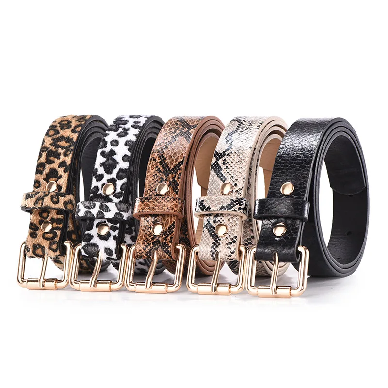 Heißer Verkauf Neue Mode Angepasst PU Leder Leopard Snake Print Schlanken Gürtel Für Frauen