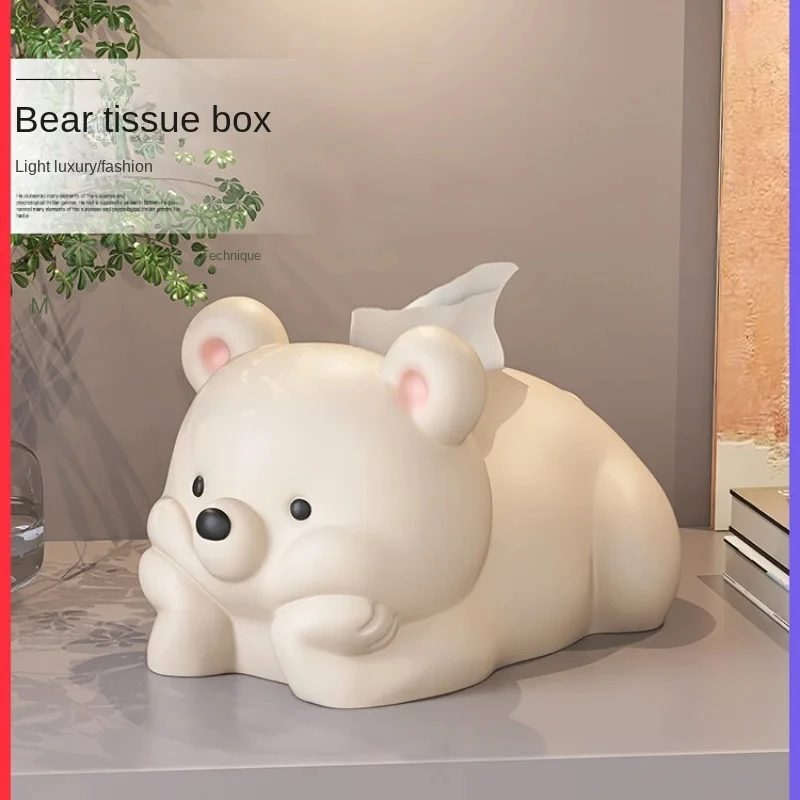 Niedliche kleine Bär High-End-Taschentuch Box Wohnzimmer Couch tisch Creme Wind Serviette Papier Box Haushalt Schublade Papier Box