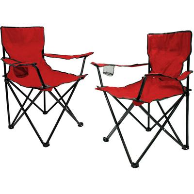 Camping Klappstuhl mit Getränkehalter 2er Set - rot - Campingstuhl klappbar mit Tragetasche - Stuhl Image
