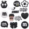 Single Sale 1pcs PVC Shoe Charms Fit Wristbands Kawaii Black Baby Lucky Lovable Coffee Heart Garden Shoes Button Decorations