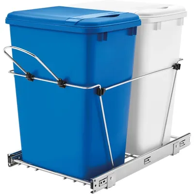 Rev-A-Shelf Double Pull Out Trash Can for Under Kitchen Cabinets 35 Qt 12 Gal Garbage Recyling Bin