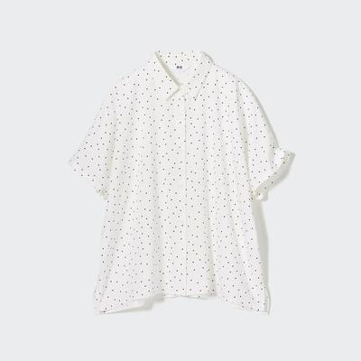 Uniqlo - Rayon Short Sleeve Blouse - Off White - XXS