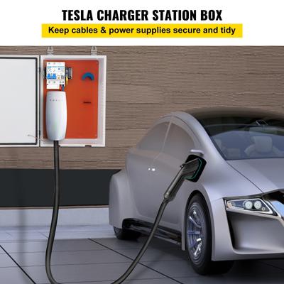 VEVOR Tesla Charger Station Box Outdoor Cable Box Charging Box Cable Organizer for Tesla Wall Connector - 28 x 20 x 10 in