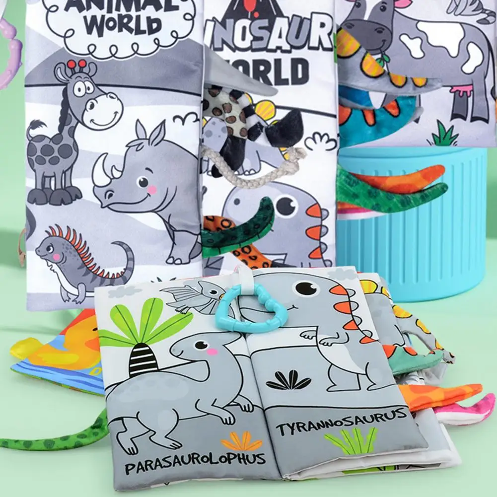 Baby wasch bar Schwanz Stoff Buch frühes Lernen Spielzeug Puzzle Eltern-Kind interaktiver Sound Papier4 Seiten 8 Tier Buch kann nicht reißen