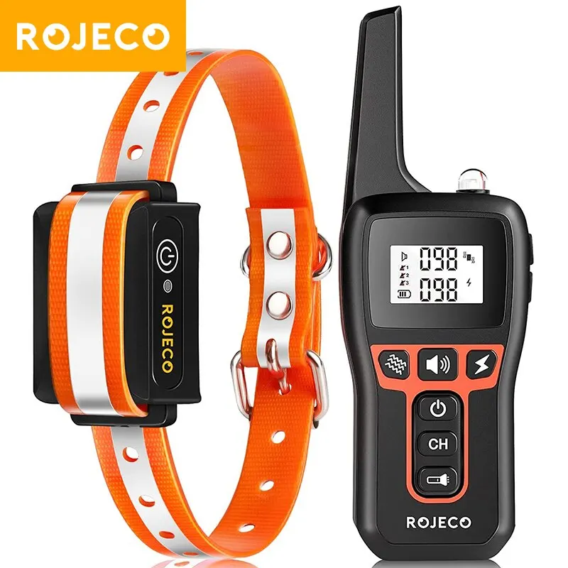 ROJECO Collare di addestramento per cani elettrico da 1000 m Collare di addestramento per telecomando per collare di addestramento per cani ricaricabile per animali domestici Collare antishock