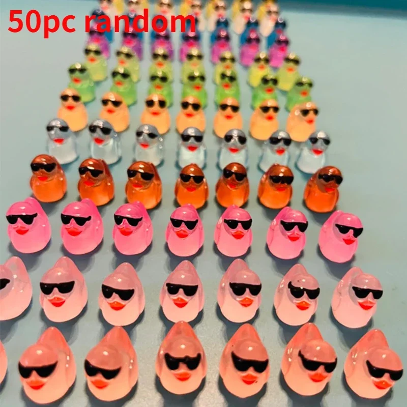 Mini canards lumineux à paillettes avec lunettes, 50 pièces, Miniatures de canard, Micro paysage, accessoires de bricolage, Mini canards, décoration artisanale pour la maison