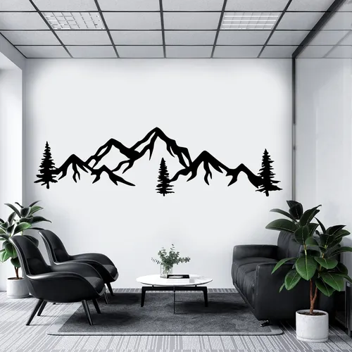Grand autocollant mural de pin de montagne, autocollant de Jungle, forêt, faune, voyage, aventure,