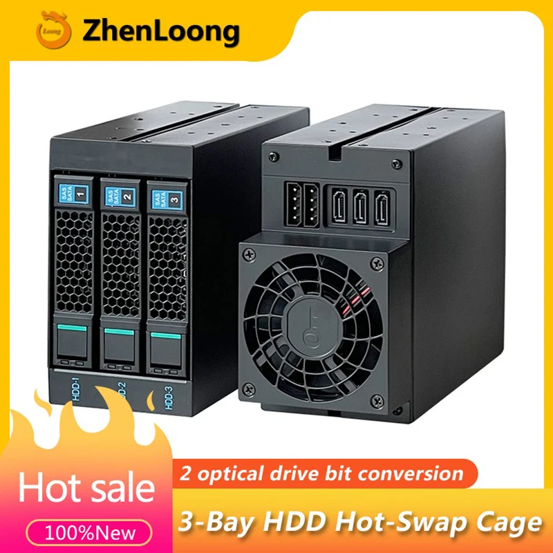 Module de Cage de disque dur à 3 baies, échange à chaud, 3.5 pouces, SATA SSD HDD, armoire de stockage de données pour deux positions de lecteur optique de 5.25 pouces