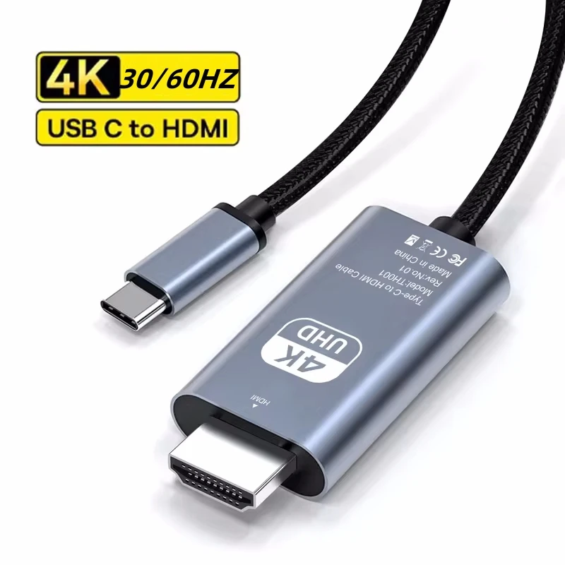 4k 30/60hz USB C zu HDMI Kabel Typ C Adapter HDTV Konverter Kabel für iPhone 15 TV Konverter MacBook Air iPad Samsung Laptop Image
