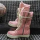 Bottes en cuir véritable pour hommes et femmes, crin de cheval, haut, poches zippées, chaussures à lacets, théâtre, rue, baskets de luxe vintage