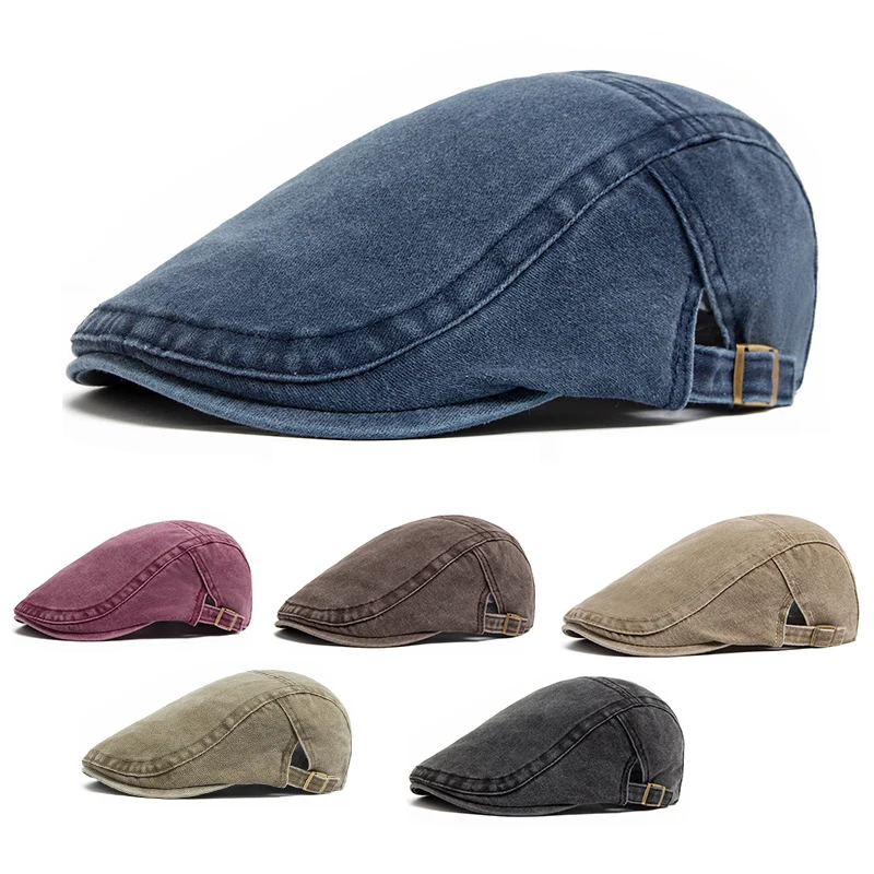 Neue Vintage Baumwolle Baskenmütze Männer Frauen Mode Flache Schirmmütze Casual Herbst Berets Retro Hut Newsboy Sommer Unisex Einstellbar Image