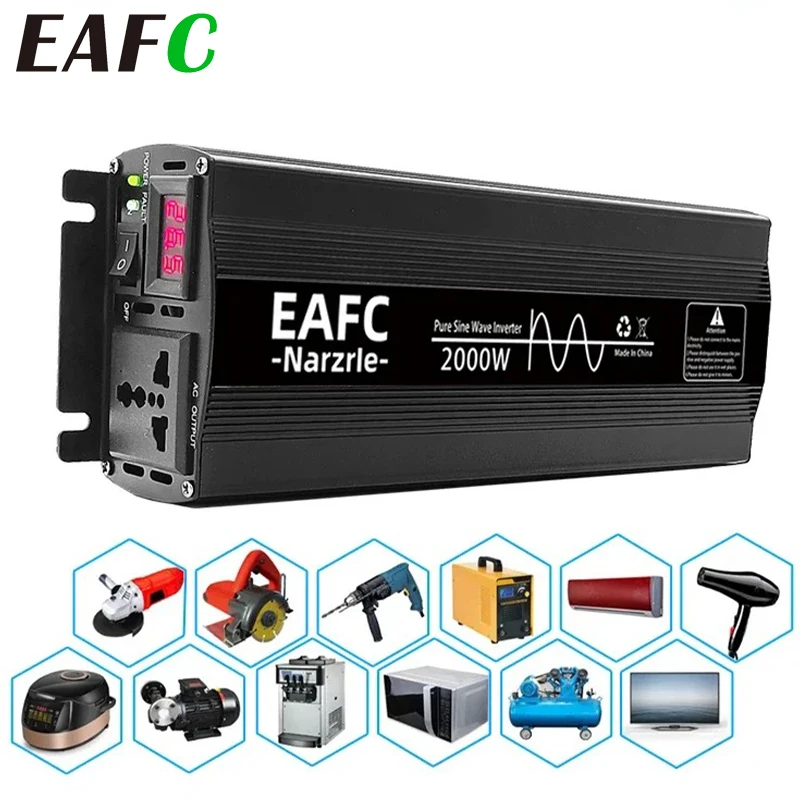 EAFC 4000W 3000W 2000W onduleur à onde sinusoïdale Pure DC12V à AC 220V convertisseur automatique onduleur de puissance pour ordinateur d