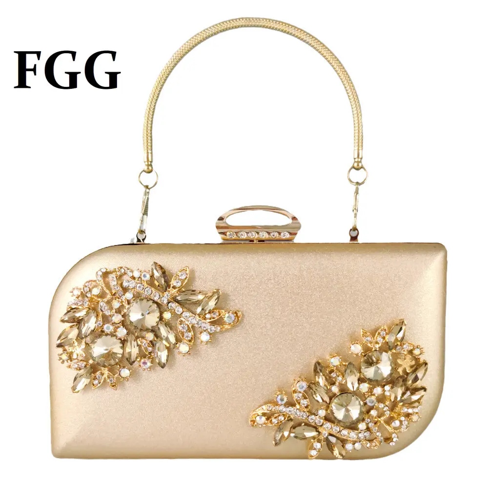 Pochette de soirée en cristal doré pour femme, sacs à main et bourses pour patients, pochette de mariage en satin avec poignée, boutique de FGG