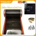 Film chauffant PTC pour chauffage par le sol en graphène infrarouge 1 ㎡ Kits AC220V 240w/m2 avec clips de thermostat WiFi intelligents, pâtes isolantes