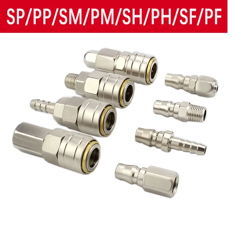 Hochwertiger pneumatischer Schnellverbinder vom Typ C, selbstsicherndes Rohr, Luftkompressorpumpe, Zubehör, Werkzeug, Einhandbedienung Image