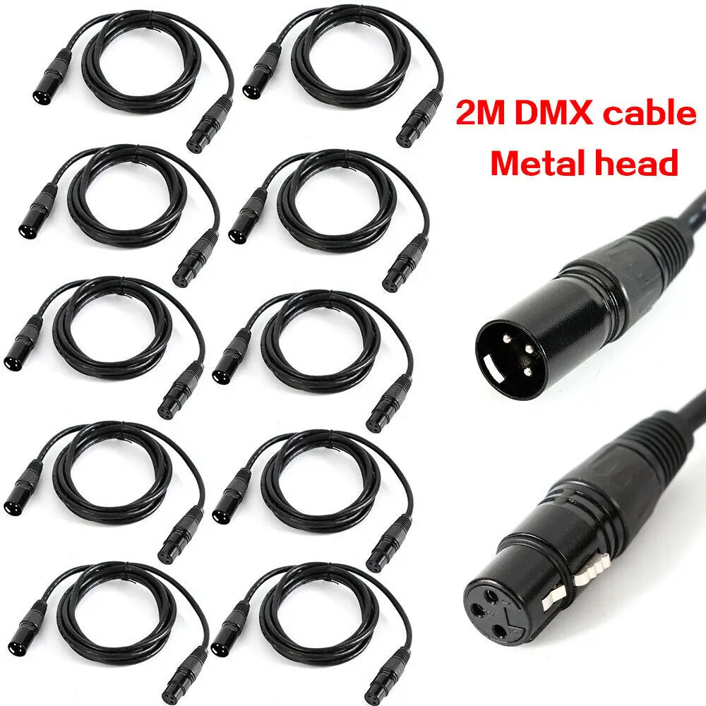 10 Stück 2 m DMX-Kabel, 3-poliger XLR-Draht für verschiedene Bühnenlicht-Moving-Head-Licht, verhindert Übertragungsstörungen digitales Audio Image
