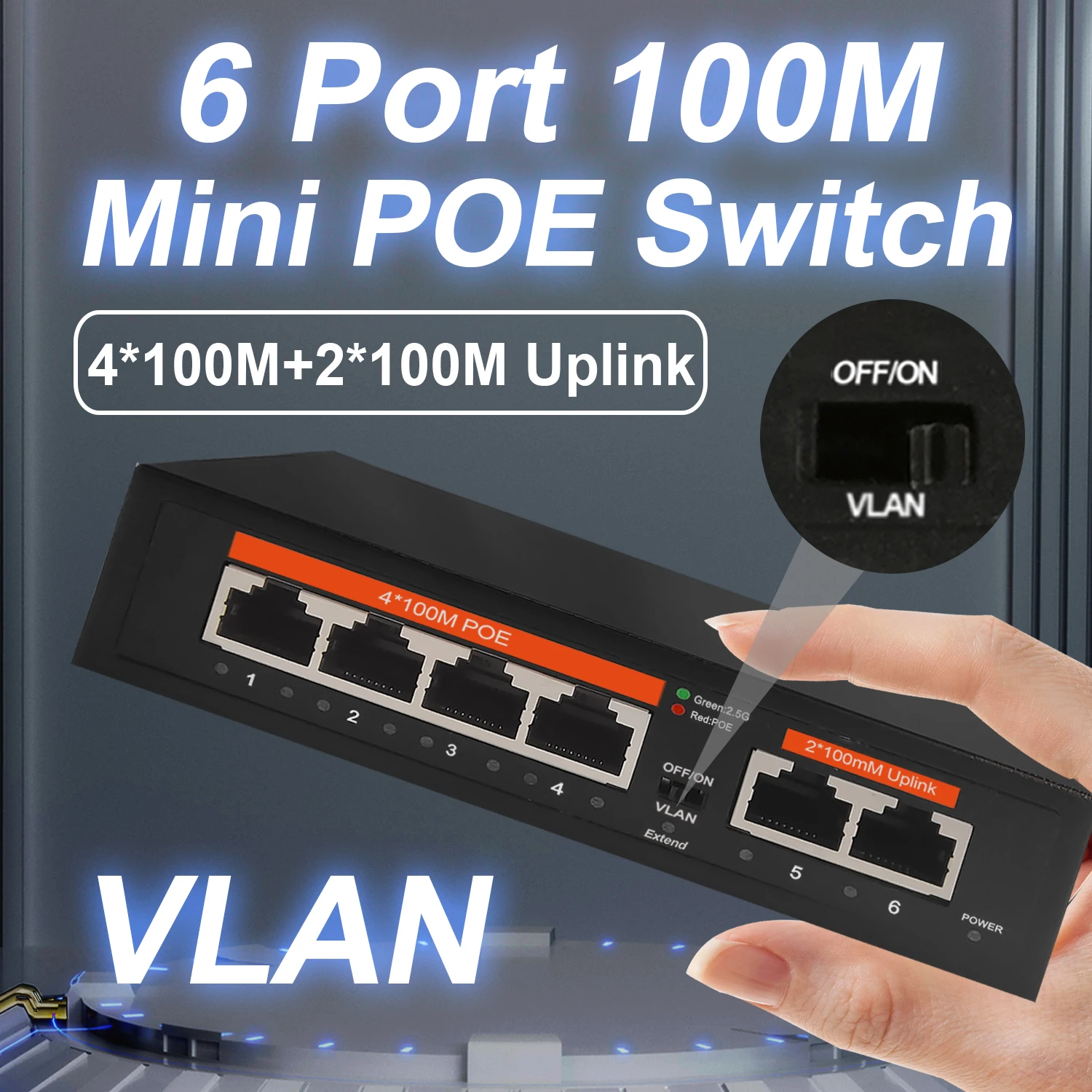 Commutateur réseau Ethernet sans fil, 100Mbps POE, non géré, 65W, 4 ports POE + 2 RJ45, IEEE 802.3 PG/at VLAN pour routeur WiFi, caméra, I-Wireless