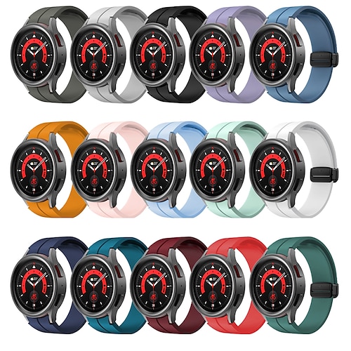 Uhrenarmband für Samsung Galaxy Watch 7/6/5/4 40/44mm, Watch 5 Pro 45mm, Watch 6 Classic 43/47mm, Watch 4 Classic 42/46mm Silikon Ersatz Gurt Magnetverschluss Wasserdicht Verstellbar Sportarmband Image