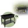 Set di 2x Fioriera Rialzata Mobile in Metallo 98x50x79,5 cm Nero Letto per Orto Rialzato con