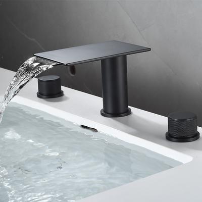 Bathroom Sink Faucet - Waterfall Electroplated Mount Outside Single Handle Three HolesBath Taps